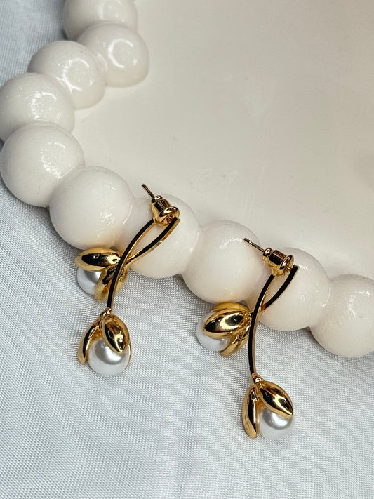 Golden Flower Drop Earrings